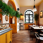 **

Prompt:  "Sunlit Florentine cafe, climbing plants on walls, solid wood tables, aroma of herbs, cappuccinos, pastries, sense of well-being, bioophilic design, inviting atmosphere, natural light, focus on sensory experience, E-E-A-T concept, warm color palette, interior design photography, high detail."

**