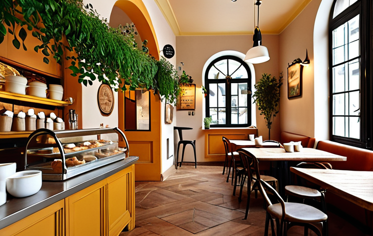 **

Prompt:  "Sunlit Florentine cafe, climbing plants on walls, solid wood tables, aroma of herbs, cappuccinos, pastries, sense of well-being, bioophilic design, inviting atmosphere, natural light, focus on sensory experience, E-E-A-T concept, warm color palette, interior design photography, high detail."

**